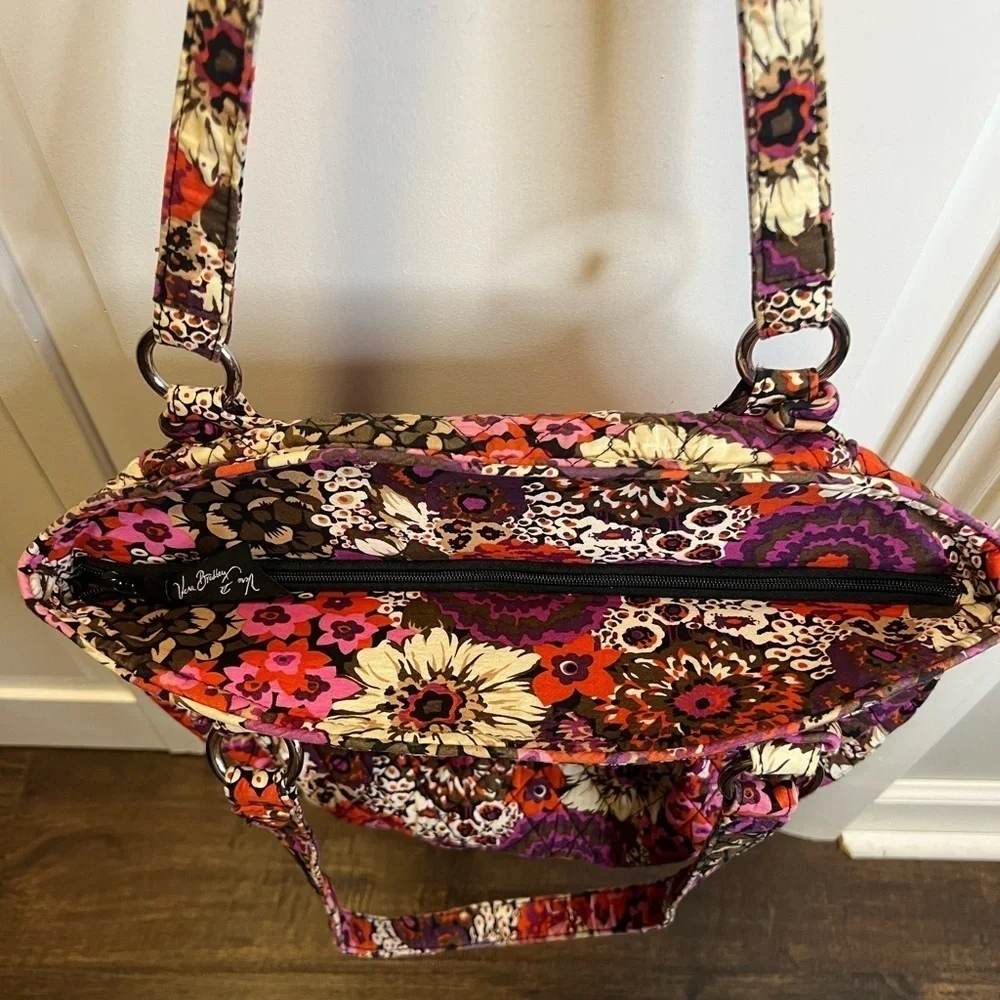 Vera Bradley Rosewood Shoulder Bag Color Purple,Pink,Brown, And Orange